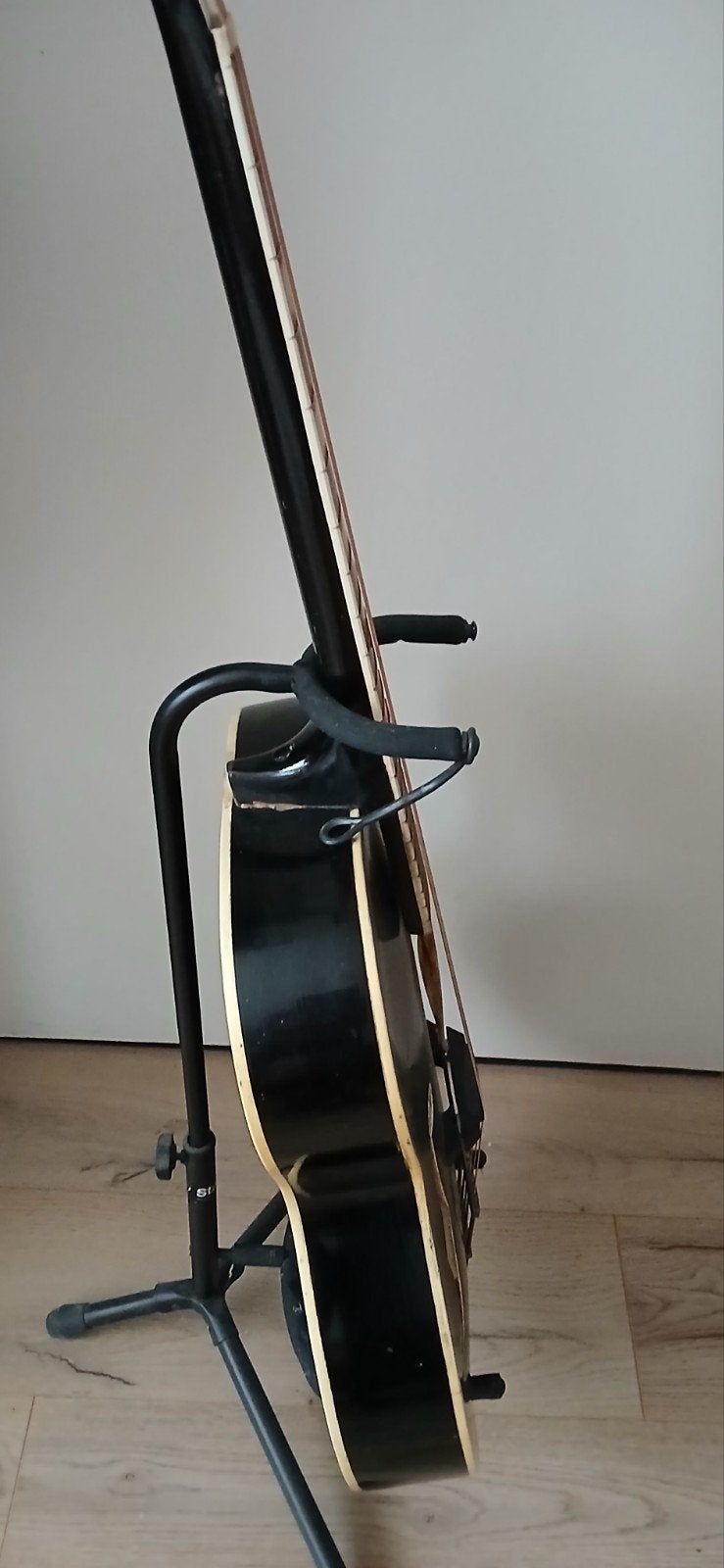 Vintage Archtop Gitaar - Zwart met Witte Details, Muziek en Instrumenten, Ophalen of Verzenden, Gebruikt, Overige typen
