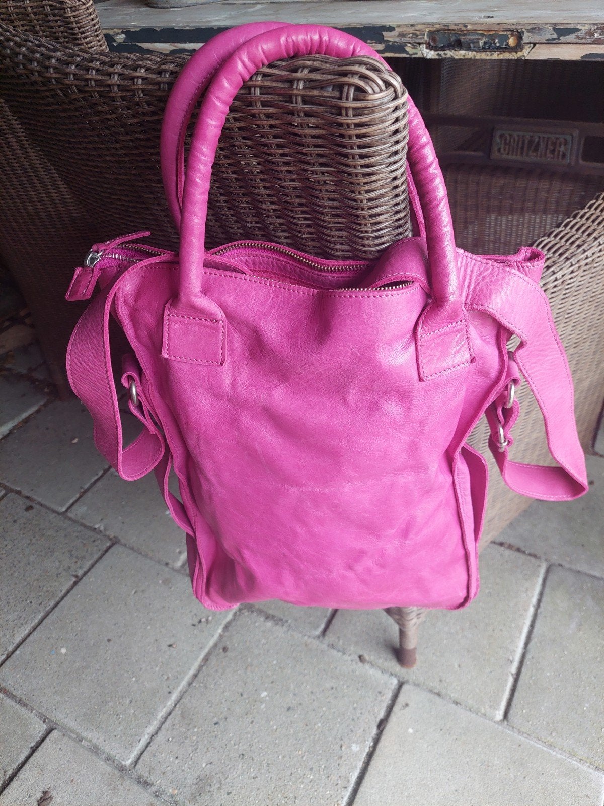 Cowboysbag, echt leer. Kleur fuchsia, Ophalen, Nieuw, Overige kleuren, Handtas