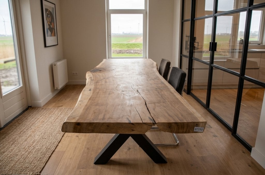 Suar boomstamtafel 300 cm-  BT192 – 3 m boomstamtafel, Metaal, Rechthoekig, Nieuw, 200 cm of meer