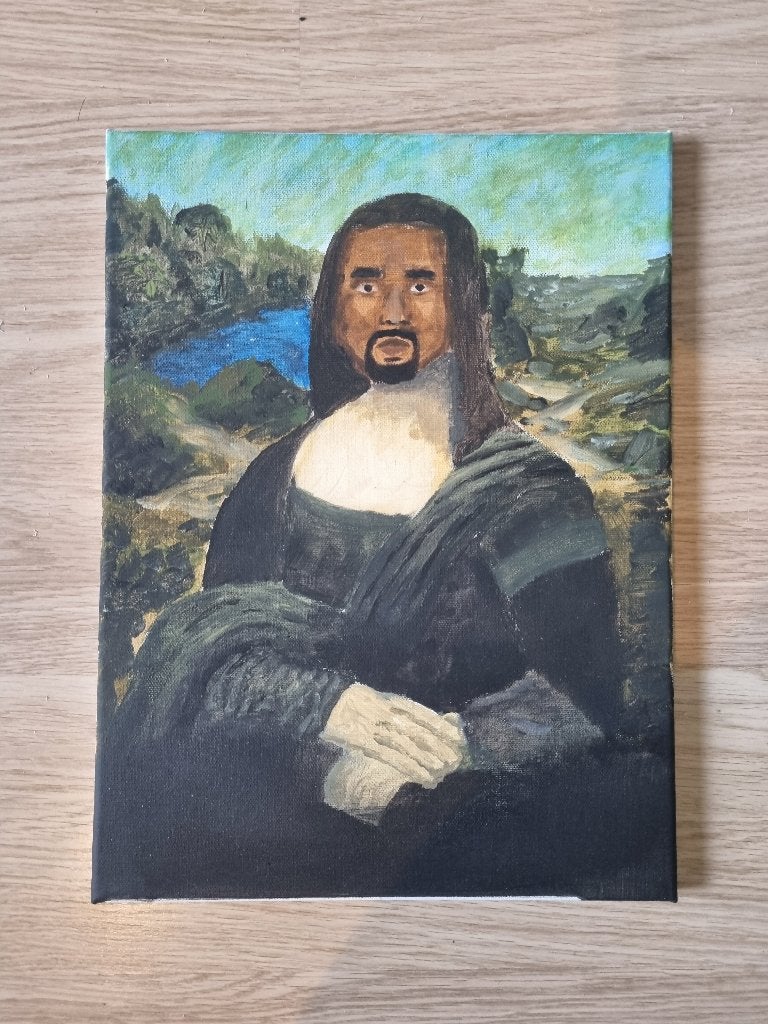ZELFGEMAAKT!!! Mona Lisa met het gezicht van Kanye West, Antiek en Kunst, Kunst | Schilderijen | Klassiek, Ophalen, Acrylverf