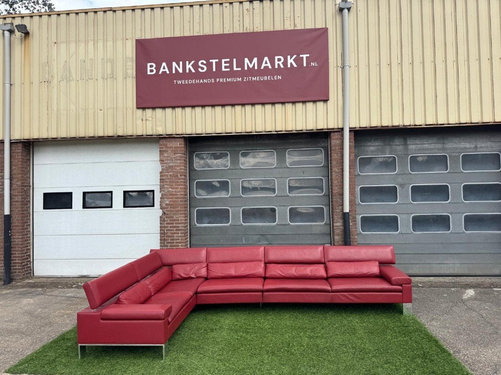 Hoekbank JORI Shiva rood leer relax bankstel design JR3960, 250 tot 300 cm, Jori, Hout, Geen