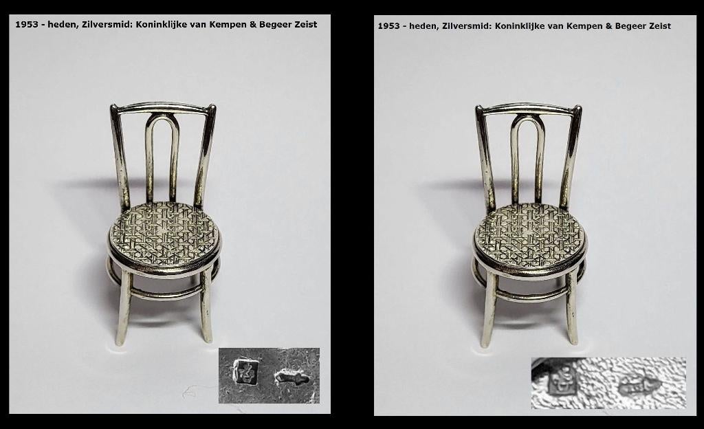 2 Prachtige zilveren Thonet stoeltjes (van Kempen), Ophalen of Verzenden, Zilver