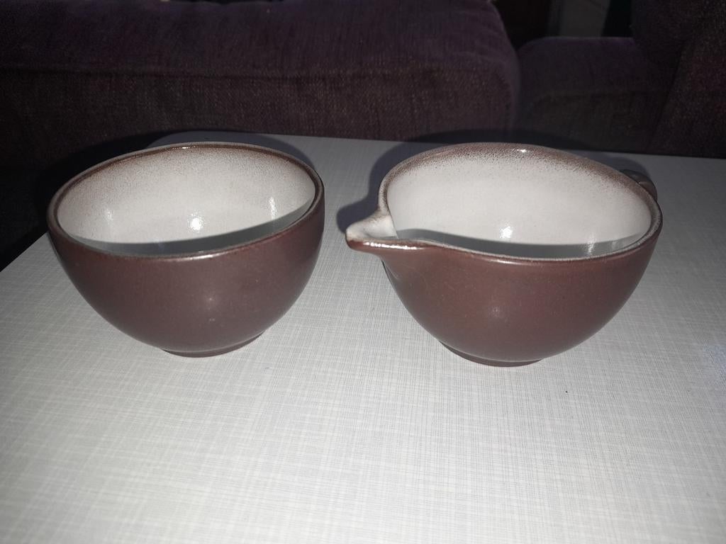 Vintage retro kommetje en kannetje bruin, Ophalen of Verzenden, Huis en Inrichting