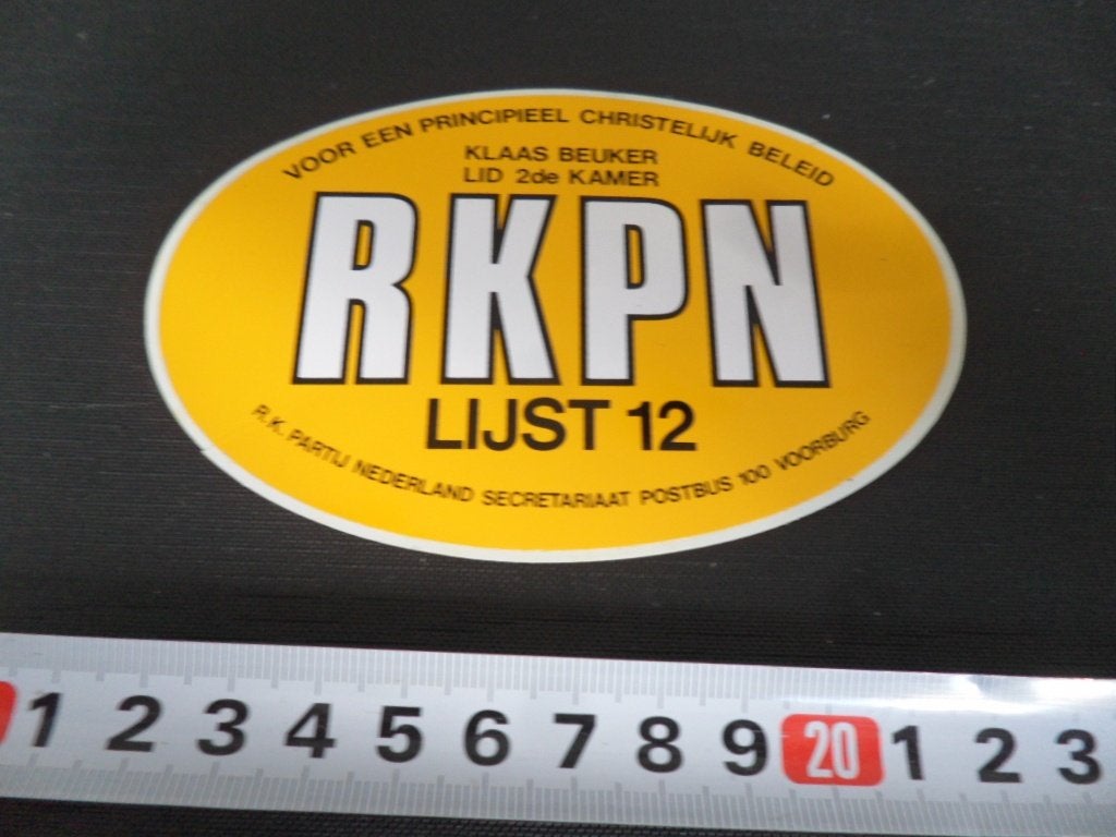 sticker Voorburg RKPN Lijst 12 Klaas Beuker Politiek, Verzamelen, Ophalen, Zo goed als nieuw