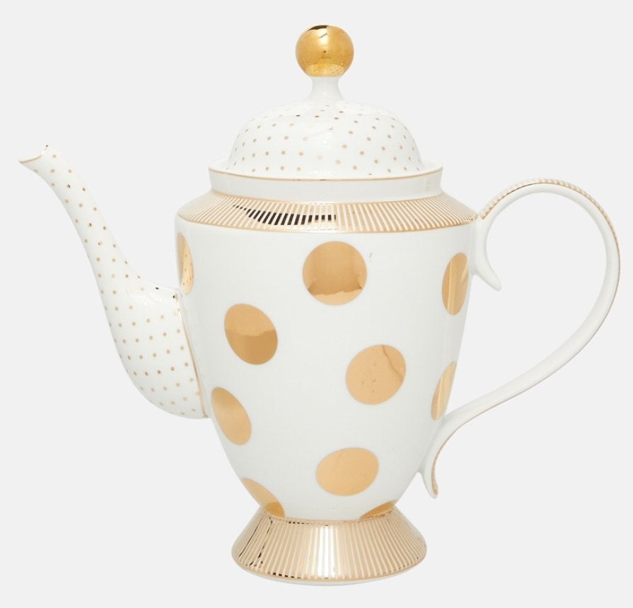 Pip Studio Theepot Porselein Goud Stip Nieuw 1.25L, Pip Studio, Nieuw, Ophalen of Verzenden, Porselein