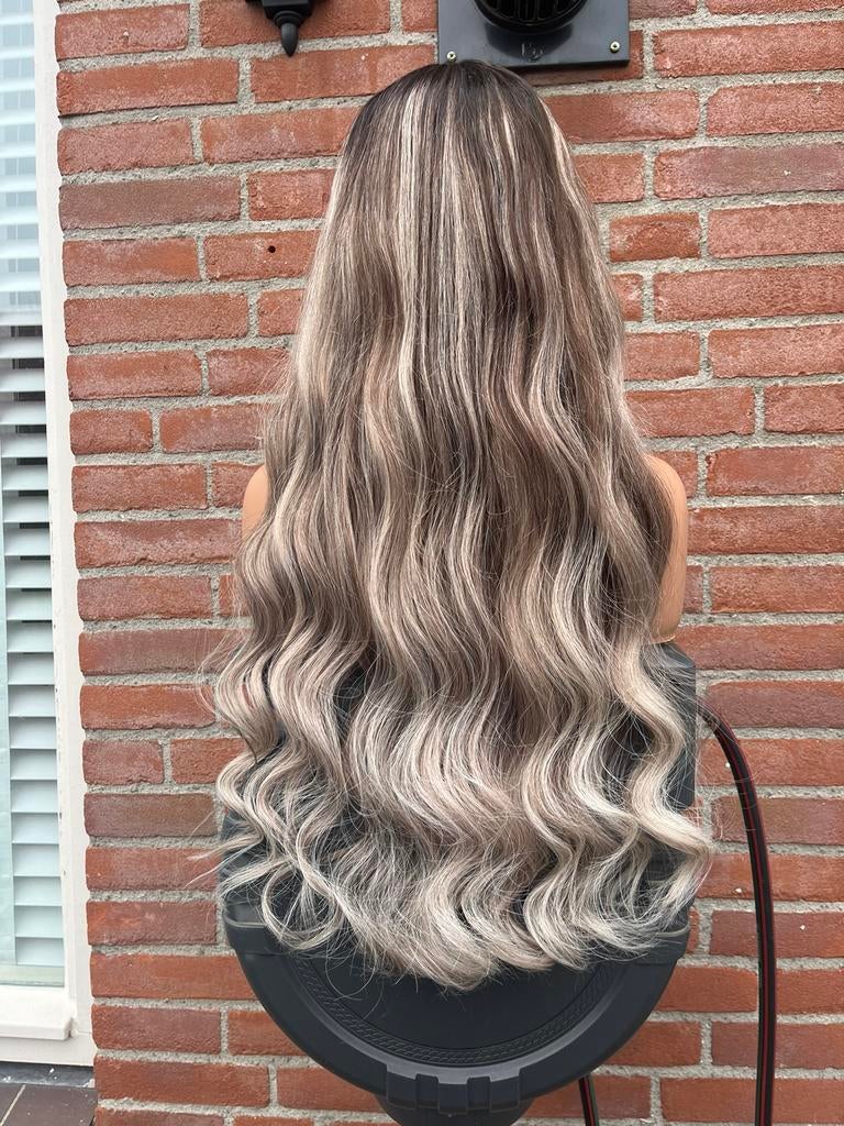 Asblonde lace wig pruik haarwerk haarstuk echt haar, Ophalen, Zo goed als nieuw, Pruik of Haarverlenging
