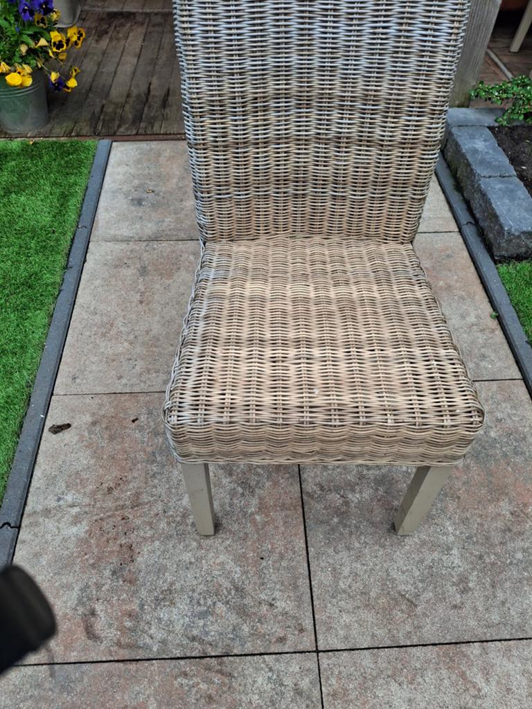 6 rieten stoelen met kussens, Tuin en Terras, Ophalen of Verzenden