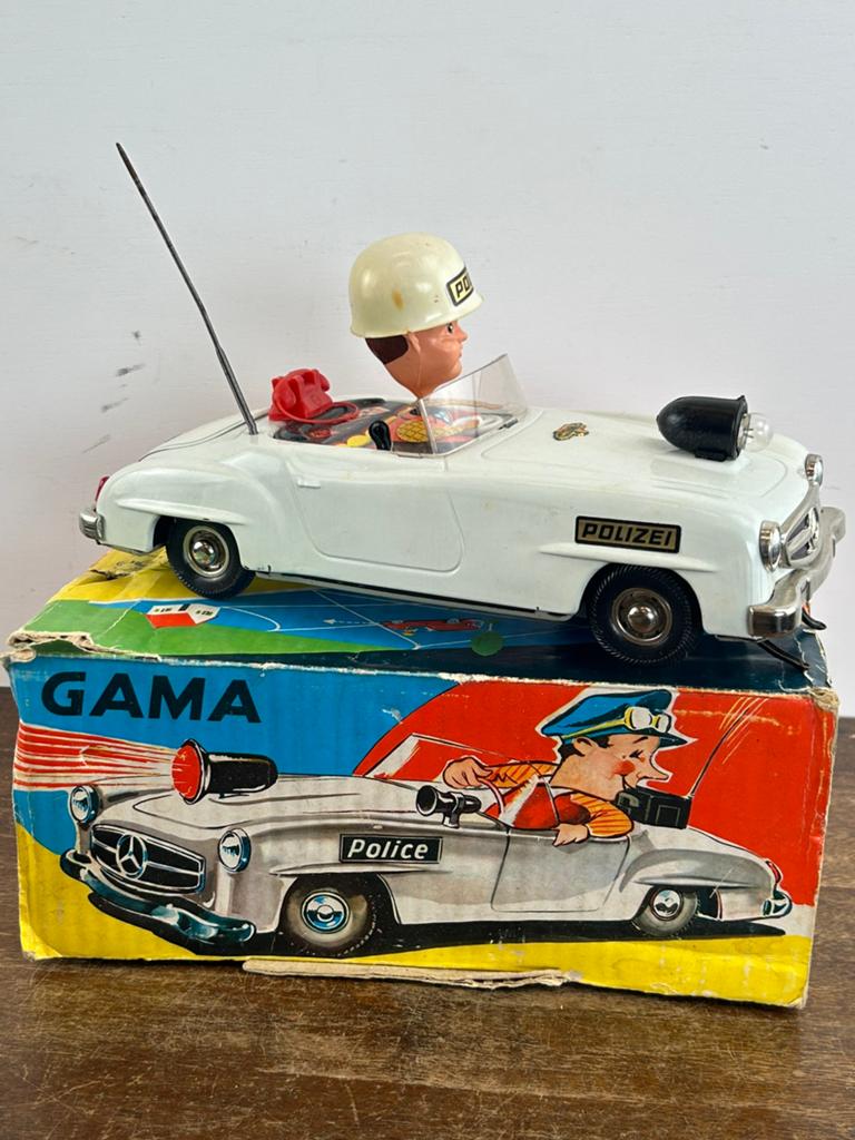 Gama 1040 Blikken Mercedes Polizei made in Western Germany, Antiek en Kunst, Antiek | Speelgoed, Ophalen of Verzenden