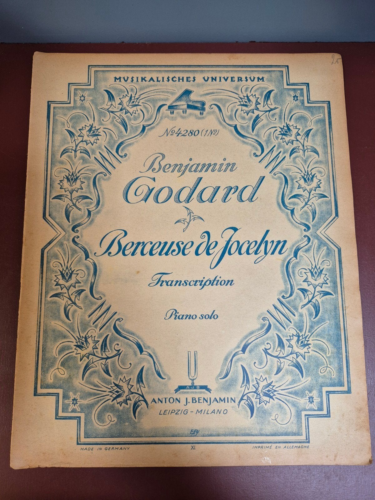 Benjamin Godard - Berceuse de Jocelyn - Piano solo, Ophalen of Verzenden