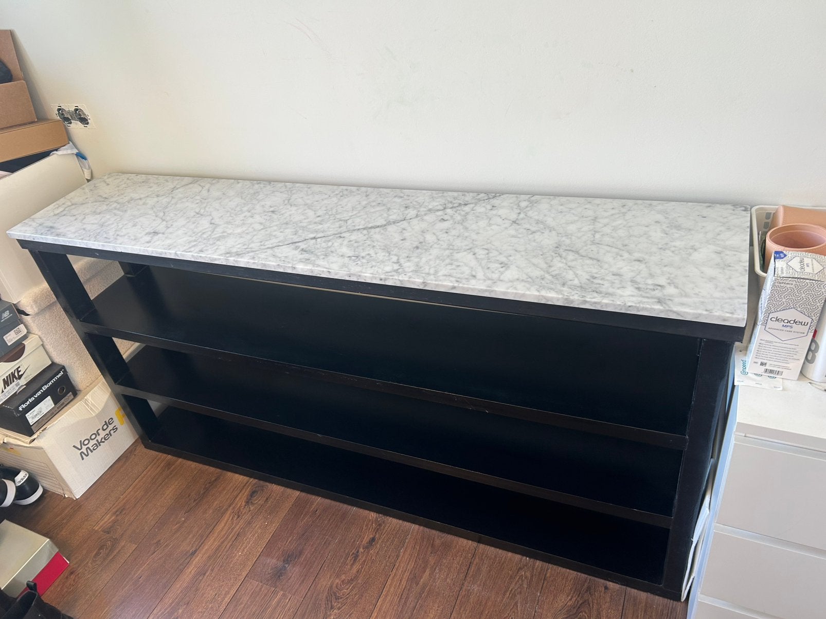 kast, sidetable, schoenenkast met blad van echt marmer, Ophalen of Verzenden, Gebruikt, 25 tot 50 cm