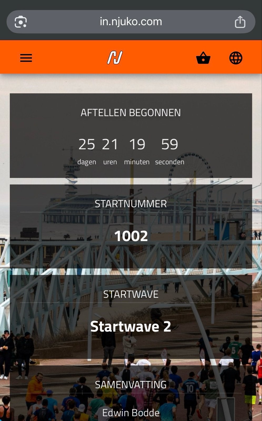Startbewijs voor de hele NN Marathon Den Haag 1 november, Eén persoon, November