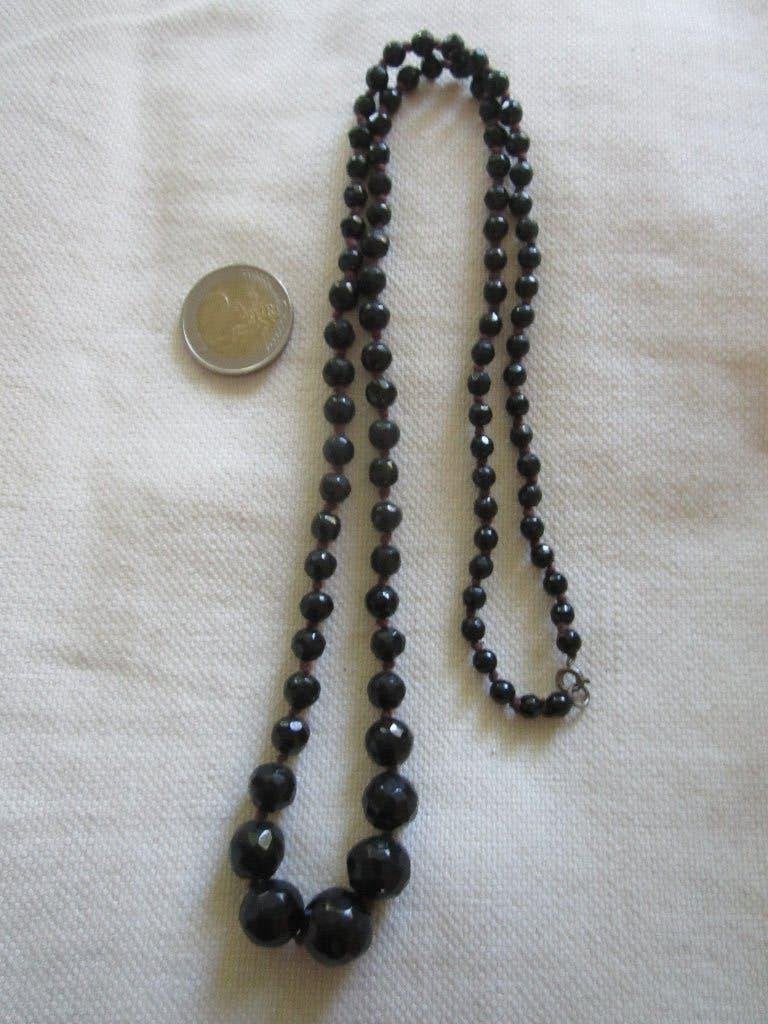 11.  Schitterende oude ketting, French jet,  70 cm, Ophalen, Overige materialen, Ketting