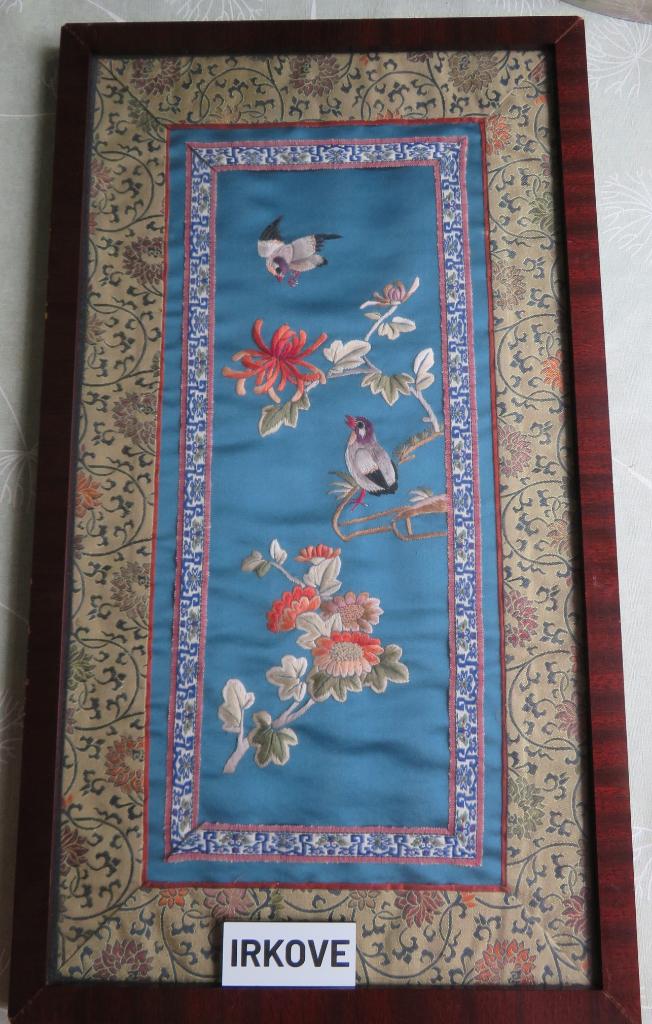 CHINEES GEBORDUURD KUNSTWERK MET VOGELS * In Lijst *, Ophalen of Verzenden