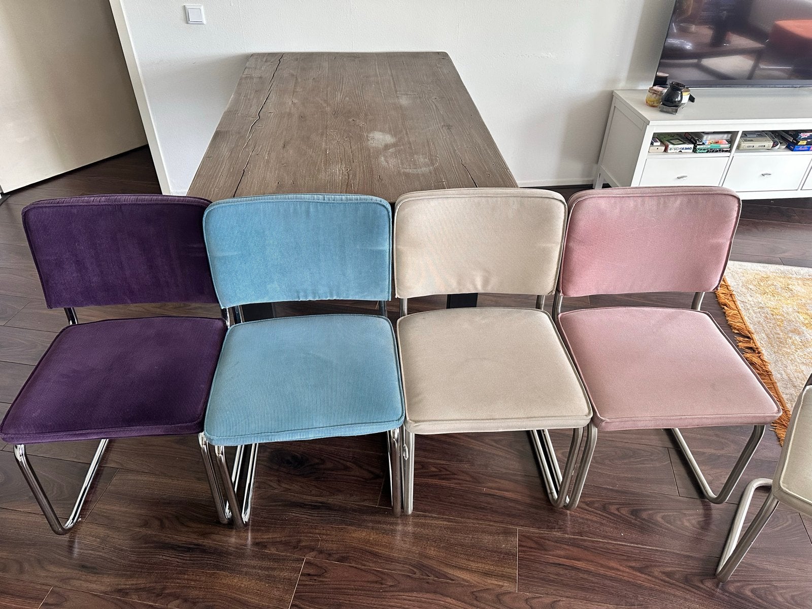 5 Zuiver Eetkamerstoelen (4+1 gratis) - Ridge Rib & Stof, Huis en Inrichting, Stoelen, Ophalen, Gebruikt, Overige kleuren, Stof