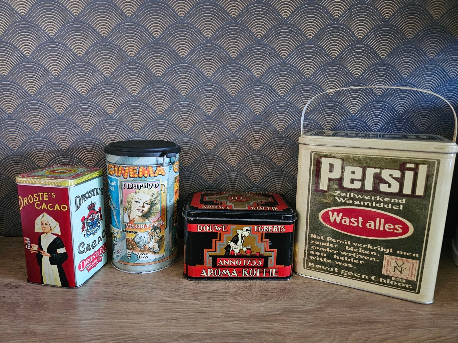 Vintage voorraad bussen/blikken, Ophalen of Verzenden, Gebruikt, Koffie, Douwe Egberts