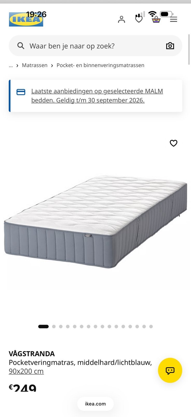 Ikea matras, Ophalen of Verzenden, Zo goed als nieuw, Eenpersoons