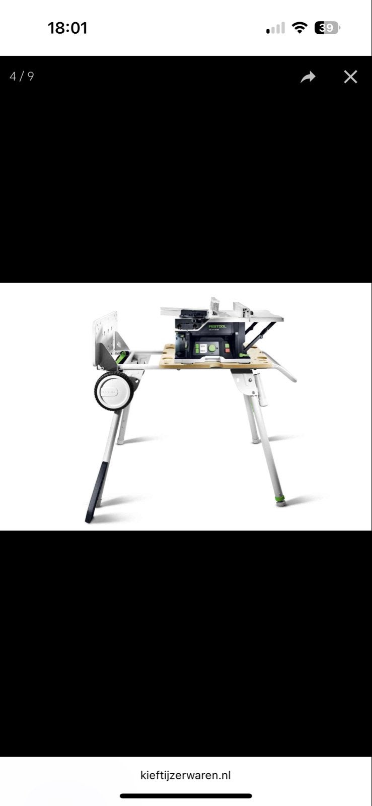 Festool CSC SYS 50 EBI-Set 36V Accu Tafelcirkelzaag Set, Ophalen, Cirkelzaag, 70 mm of meer, Zo goed als nieuw
