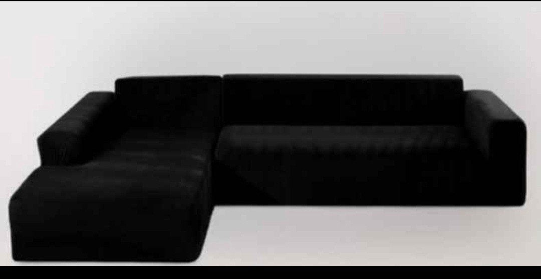Zwarte Velvet Hoekbankhoes M3 (175-220cm), Huis en Inrichting, Banken | Bankstellen, Modern, Velvet, 150 tot 200 cm, Hoekbank