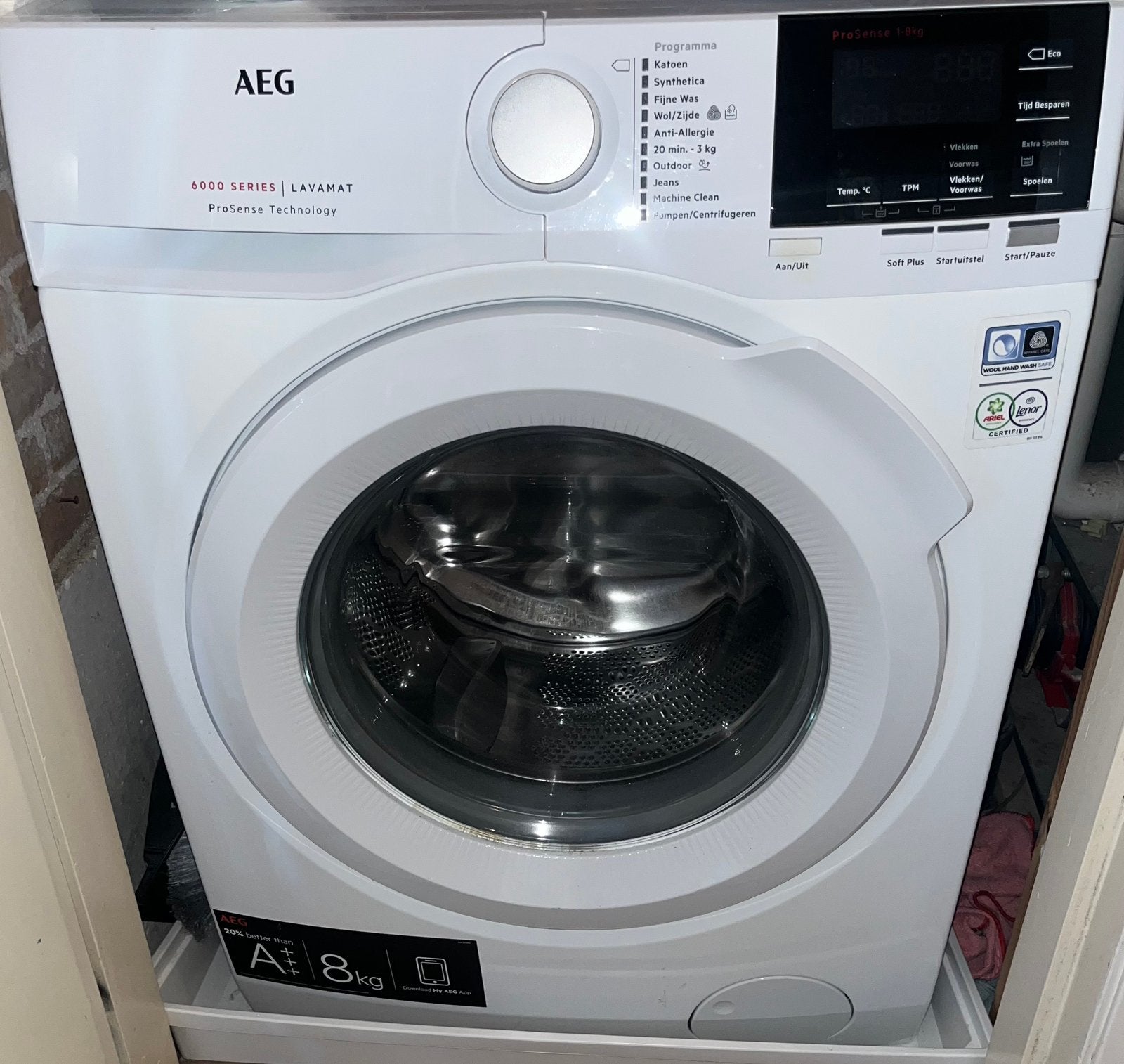 AEG Lavamat 6000 Series ProSense 8 kg wasmachine, Witgoed en Apparatuur, Wasmachines, Ophalen, Zo goed als nieuw, 85 tot 90 cm