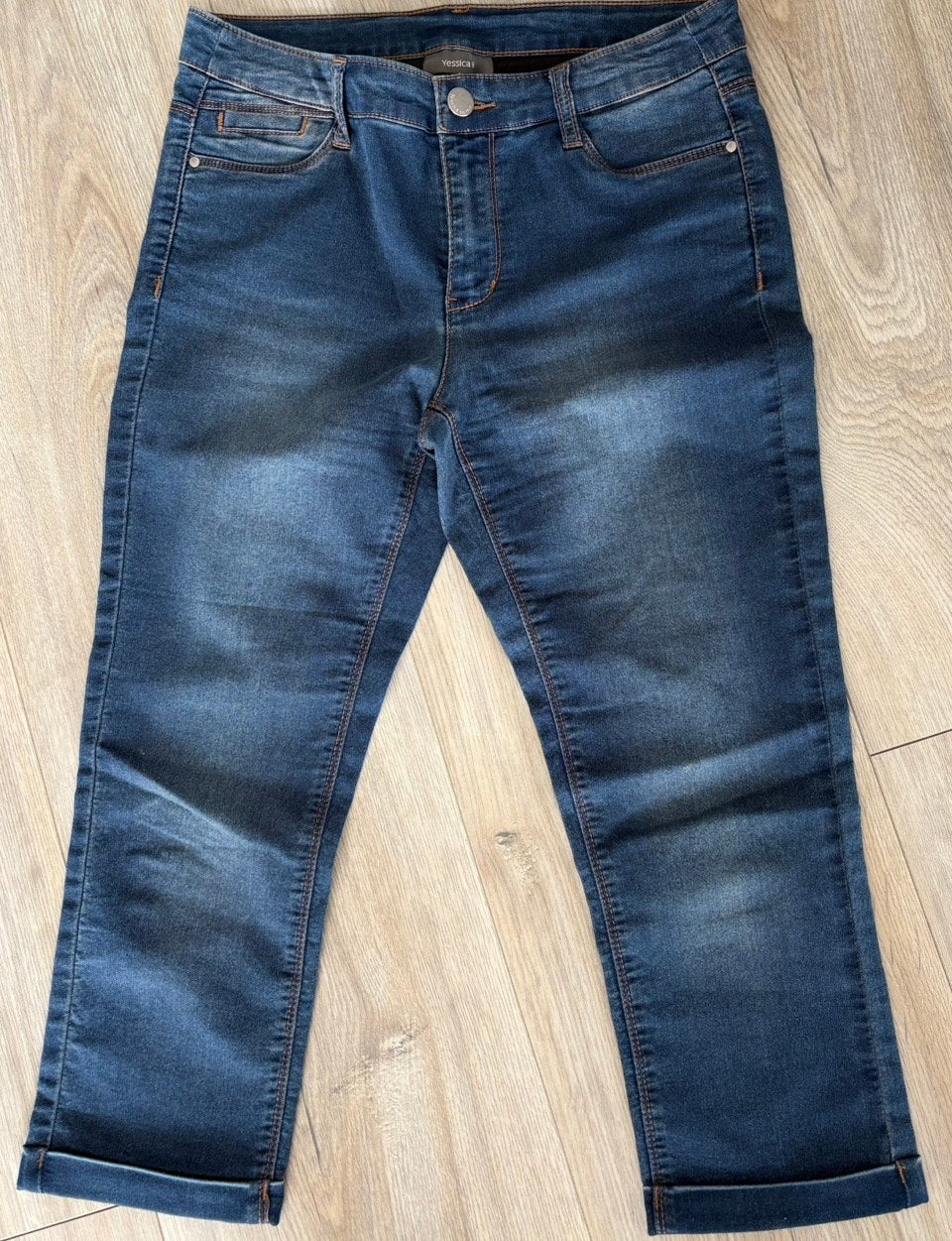 Donkerblauwe Capri Jeans van Yessica (C&A), Maat 36, Kleding | Dames, Ophalen of Verzenden, Zo goed als nieuw, Blauw, W28 - W29 (confectie 36)