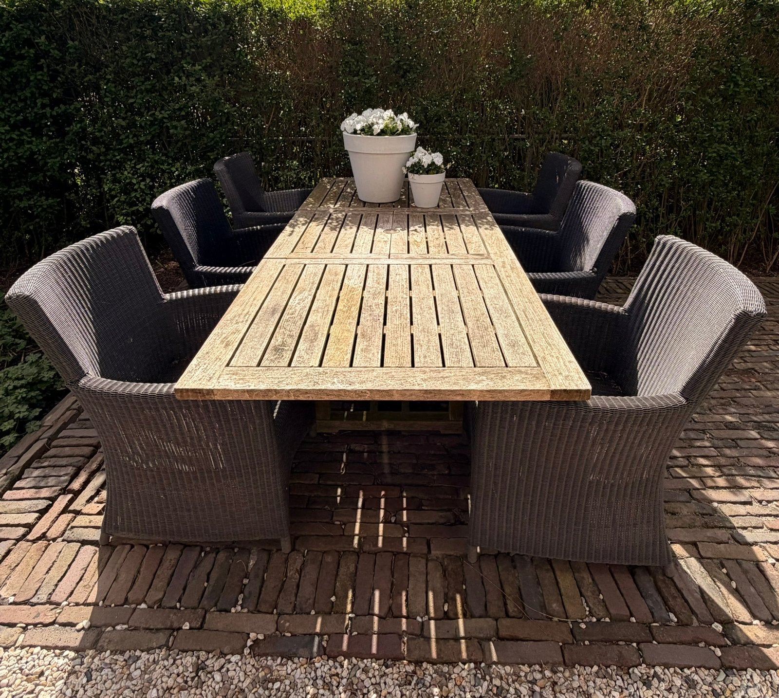 6 originele Borek tuinstoelen incl. Borek kussens, Ophalen, Gebruikt, 6 zitplaatsen, Wicker