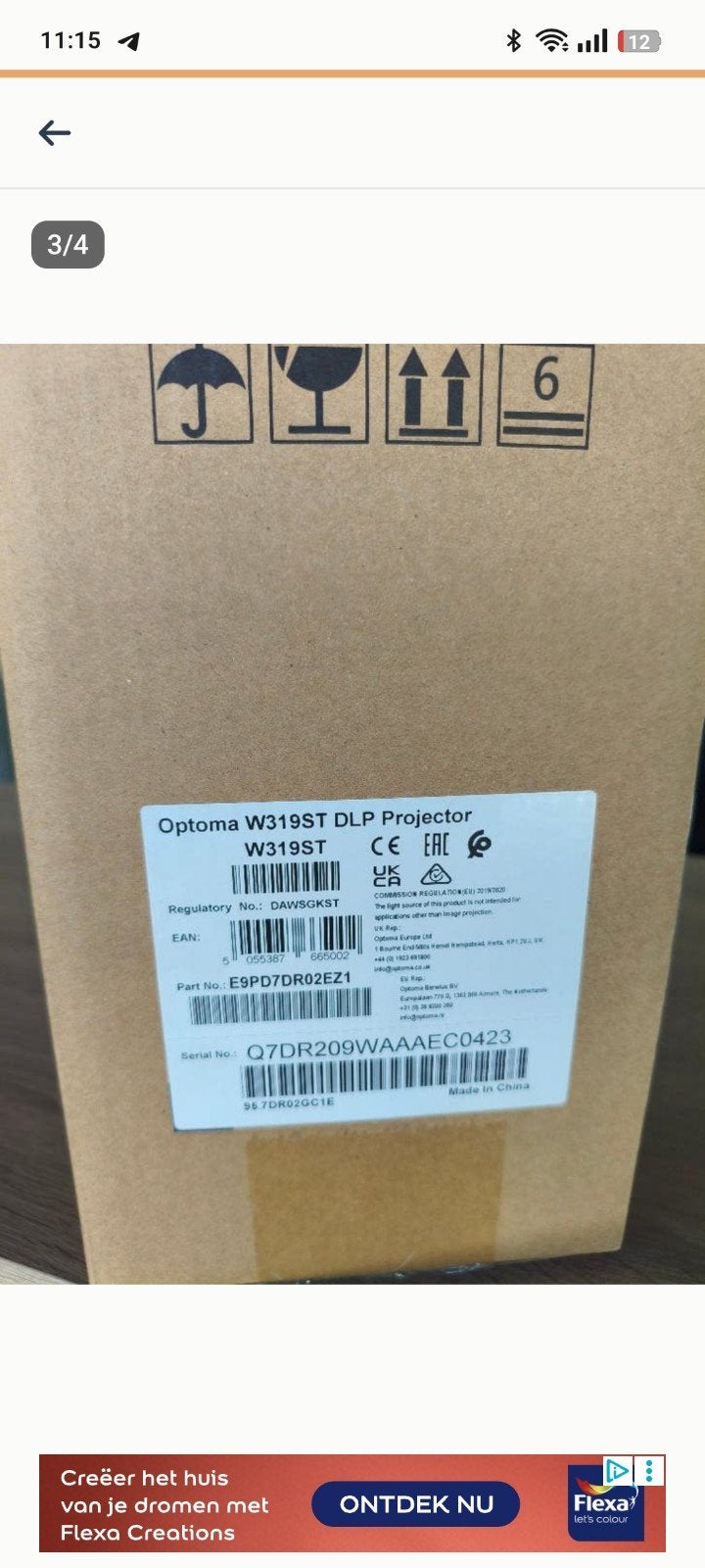 Optoma W319ST DLP Projector + electrische schermNieuw in doo, Ophalen, Nieuw, DLP, Full HD (1080)