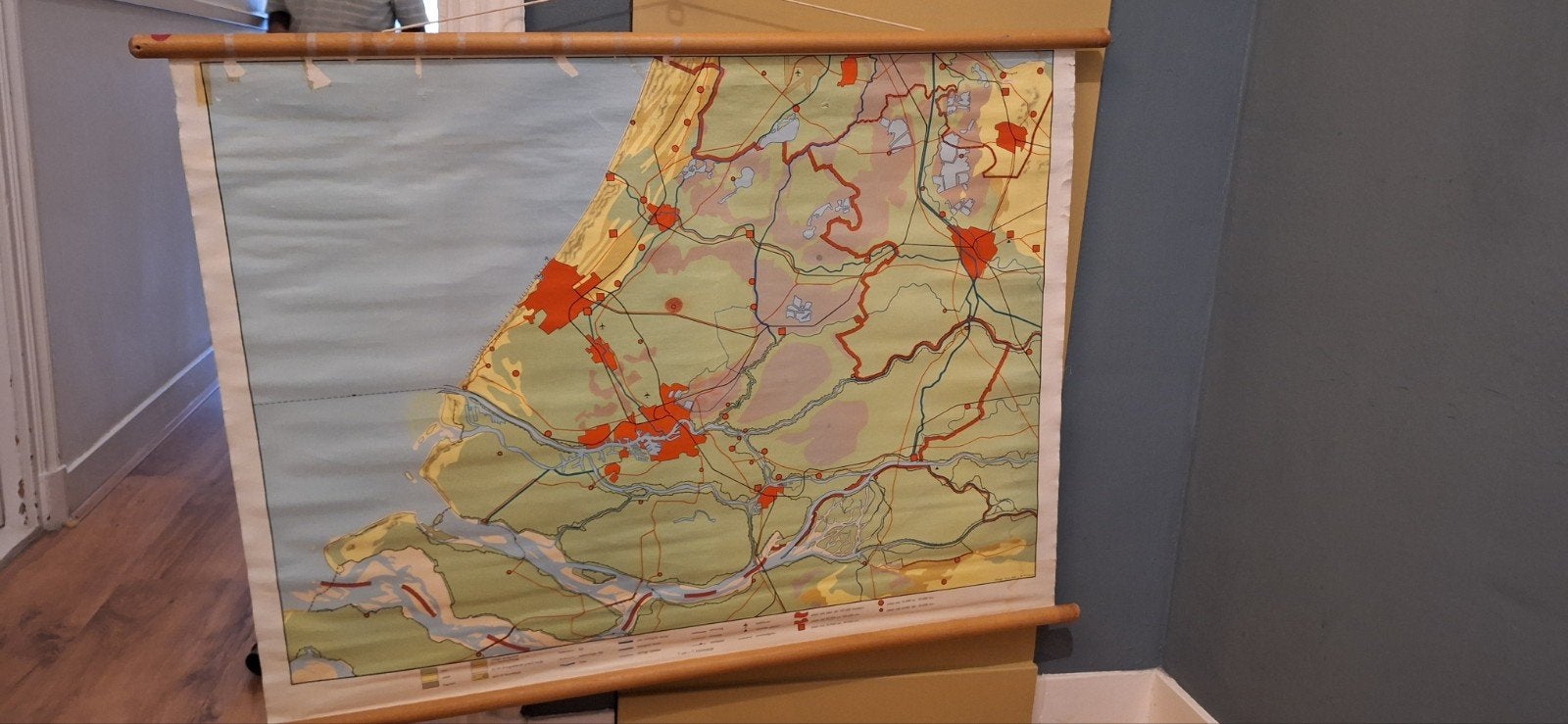 Vintage schoolplaat Zuid-Holland landkaart, Ophalen, Aardrijkskunde