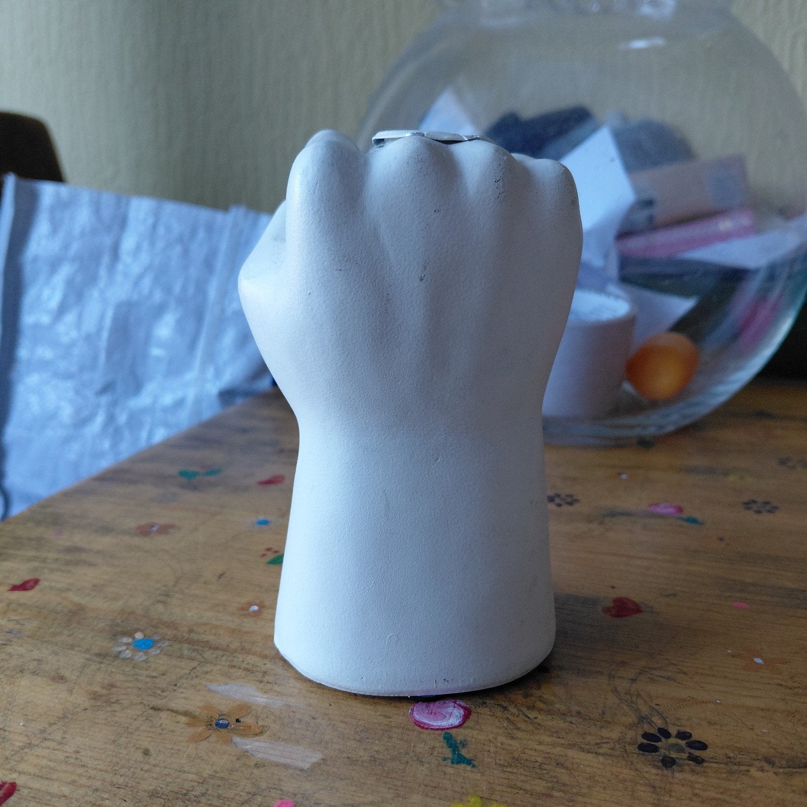 Flip em off.. kaarsenstandaard, Overige materialen, Gebruikt, Wit, Ophalen of Verzenden