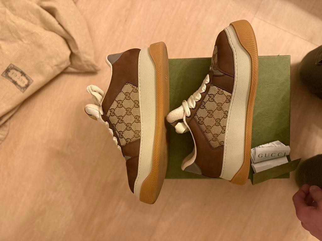 Gucci schoenen maat 45, Kleding | Heren, Schoenen, Ophalen of Verzenden, Zo goed als nieuw, Bruin, Sneakers of Gympen