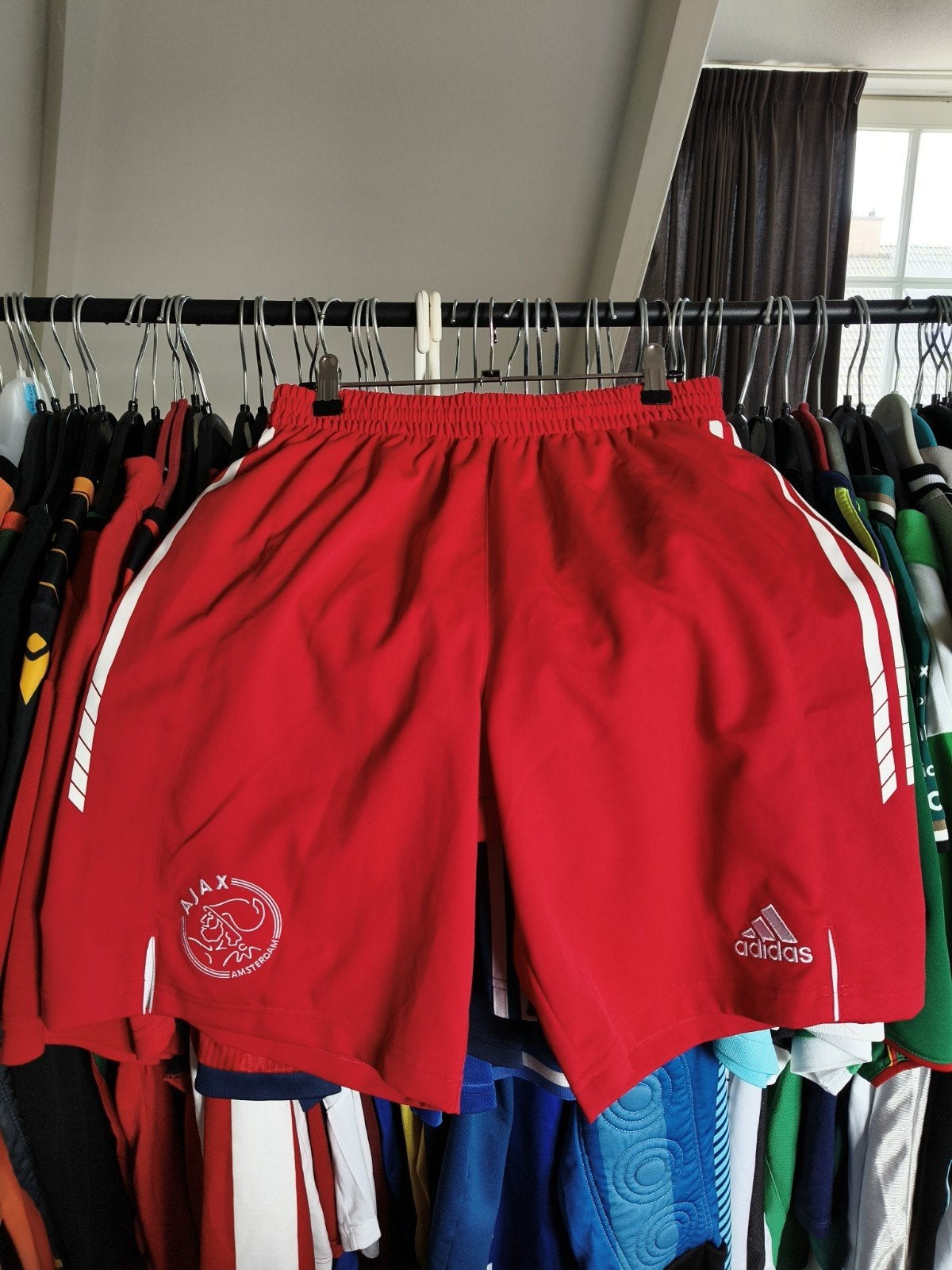 (Heren L) Adidas Ajax Amsterdam 2005 Uit Voetbal Broekje, Maat L, Ophalen of Verzenden, Zo goed als nieuw, Broek