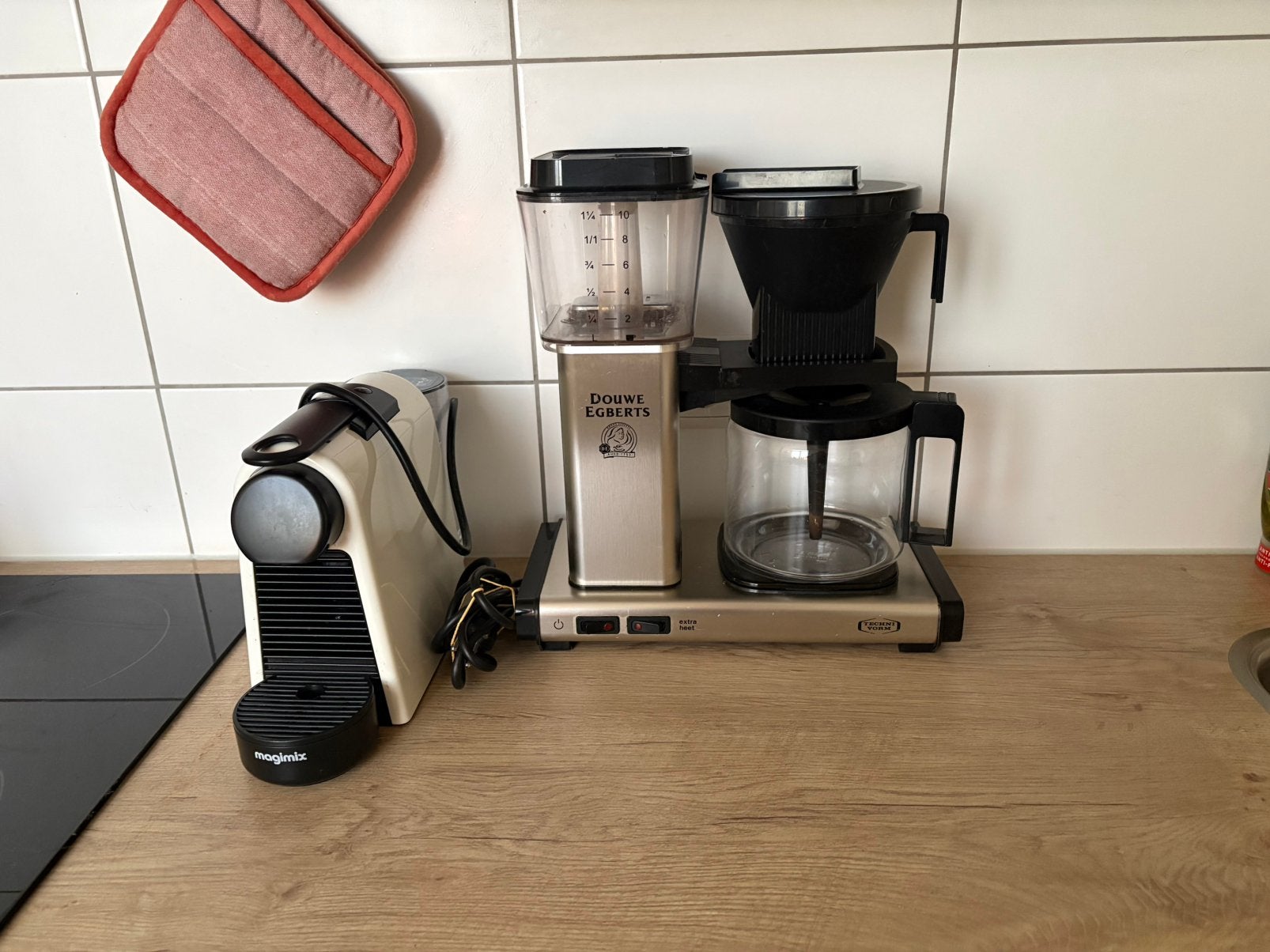 Technivorm Moccamaster met Douwe Egberts zilver, Ophalen, Gebruikt, 10 kopjes of meer, Koffiemachine