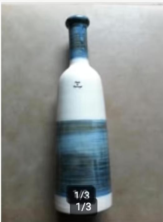 Vaas uit Portugal blauw Hoogte 35 cm, Overige kleuren, Aardewerk of Porselein, Ophalen of Verzenden, Zo goed als nieuw