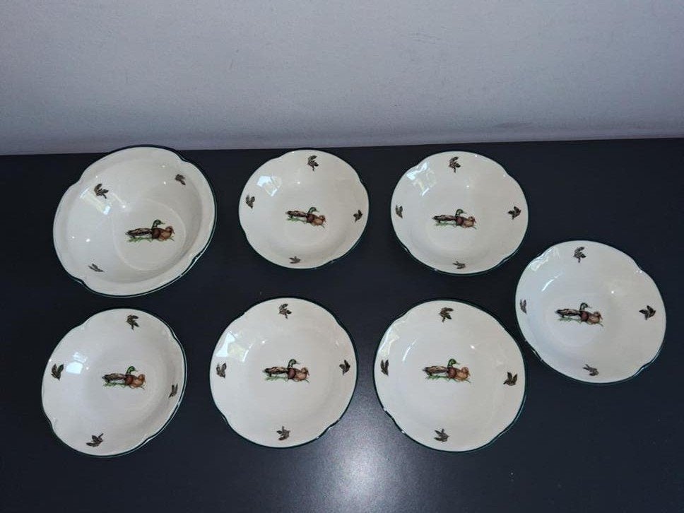 Johnson Brothers Jachtservies - 6 Compote en 1 Dessertkom, Huis en Inrichting, Keuken | Servies, Gebruikt, Ophalen of Verzenden
