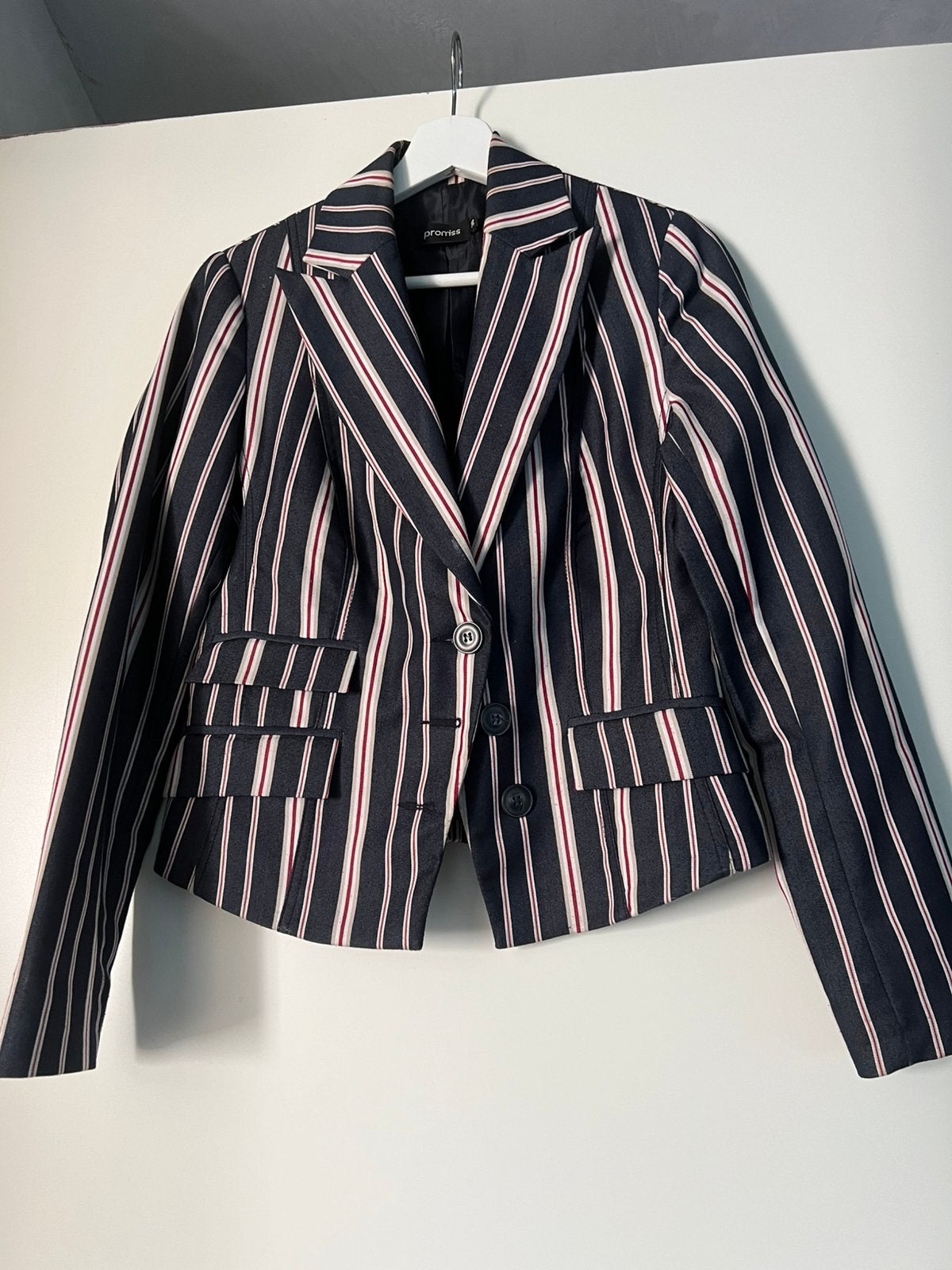 Blazer blauw gestreept z.g.a.n. Promiss (36/small), Ophalen of Verzenden, Zo goed als nieuw, Maat 36 (S), Blauw