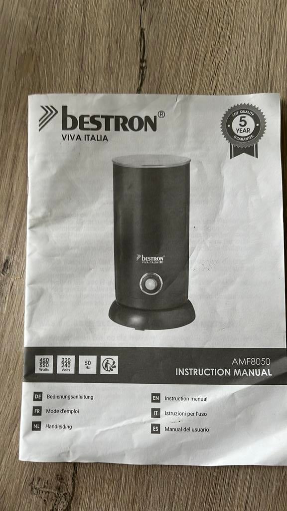 Melkopschuimer Bestron, Witgoed en Apparatuur, Ophalen of Verzenden, Zo goed als nieuw, Elektrische melkopschuimer