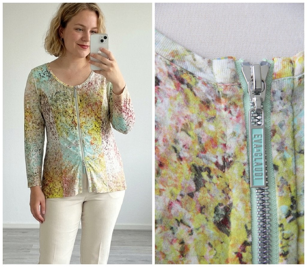 Eva & Claudi - prachtig kleurrijk vest met rits - maat L, Eva & Claudi, Maat 42/44 (L), Zo goed als nieuw, Meerkleurig