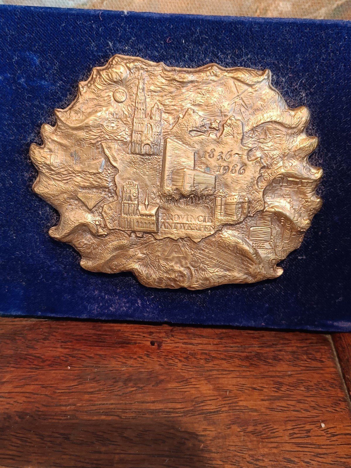 Bronzen Gedenkplaat Provincie Antwerpen 1836-1986, Ophalen of Verzenden