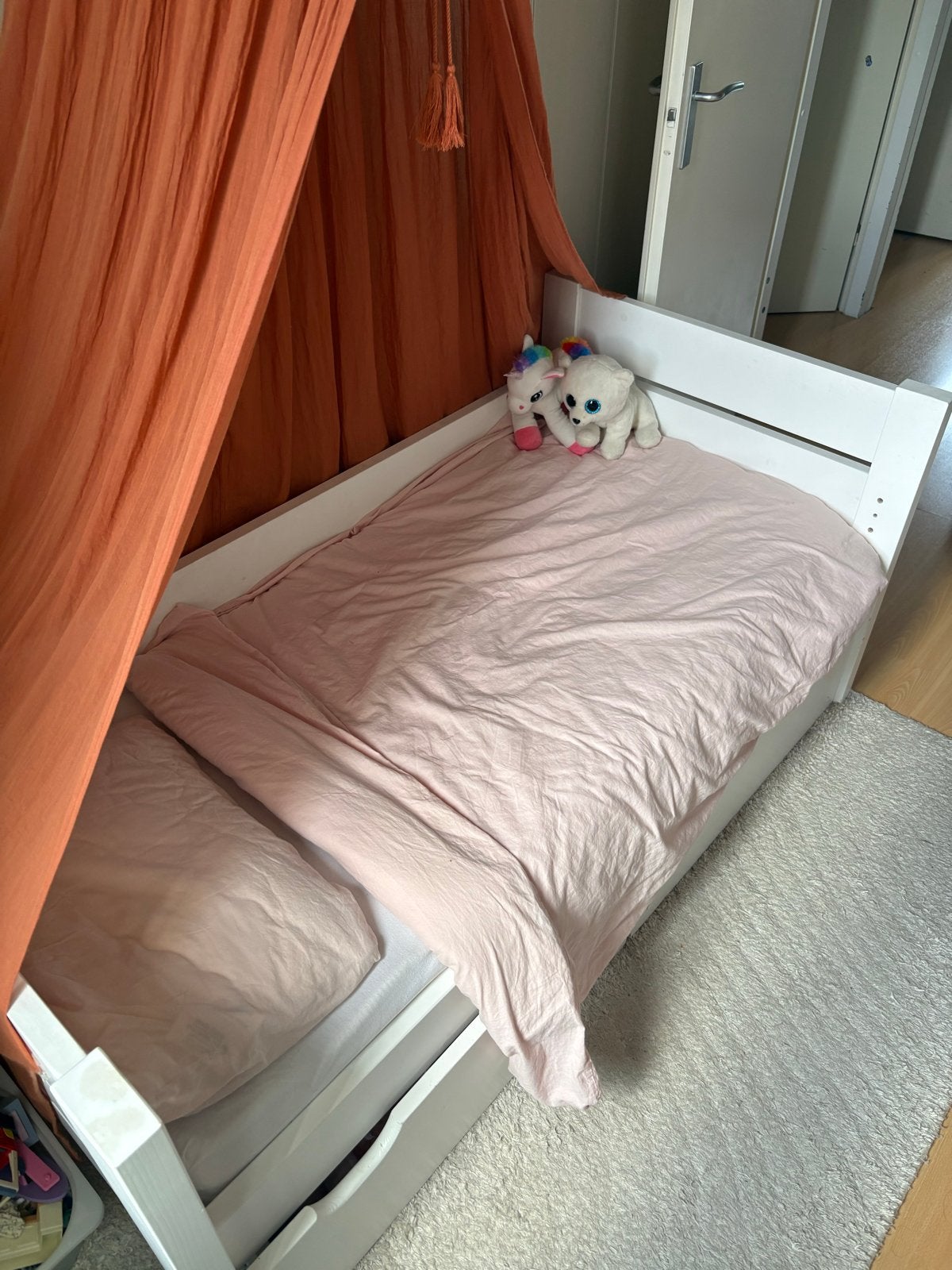 Mooi stevig kinderbed inclusief matras, Huis en Inrichting, Slaapkamer | Bedden, Ophalen, Gebruikt, Wit, 190 cm of minder