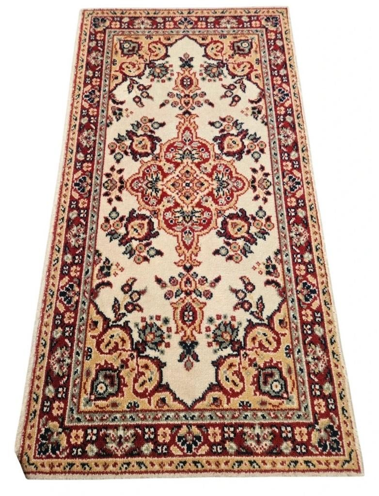 Vintage oosters wol vloerkleed medallion crème 60x115cm