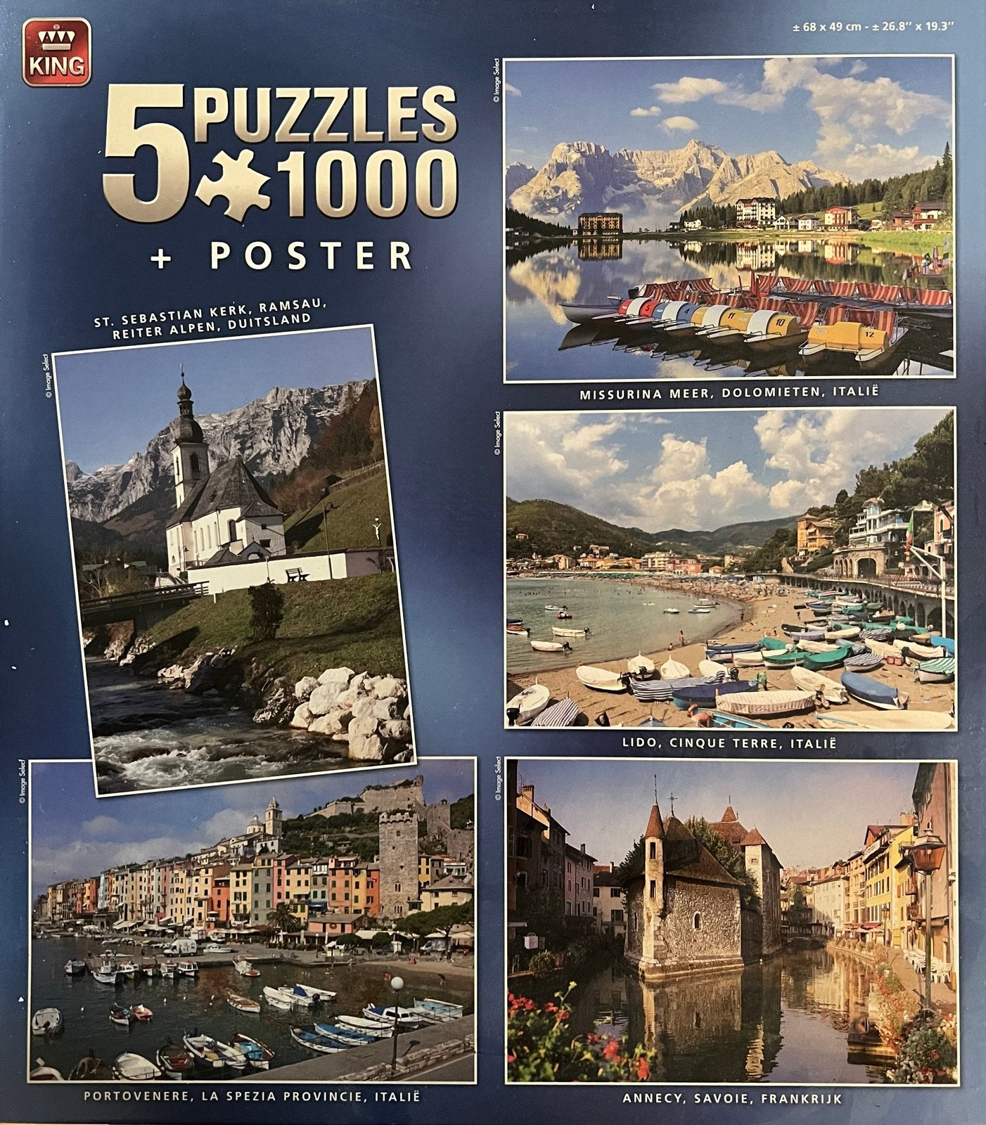 KING 5 Legpuzzels van 1000 stukjes + Poster, Ophalen, 500 t/m 1500 stukjes, Nieuw, Legpuzzel