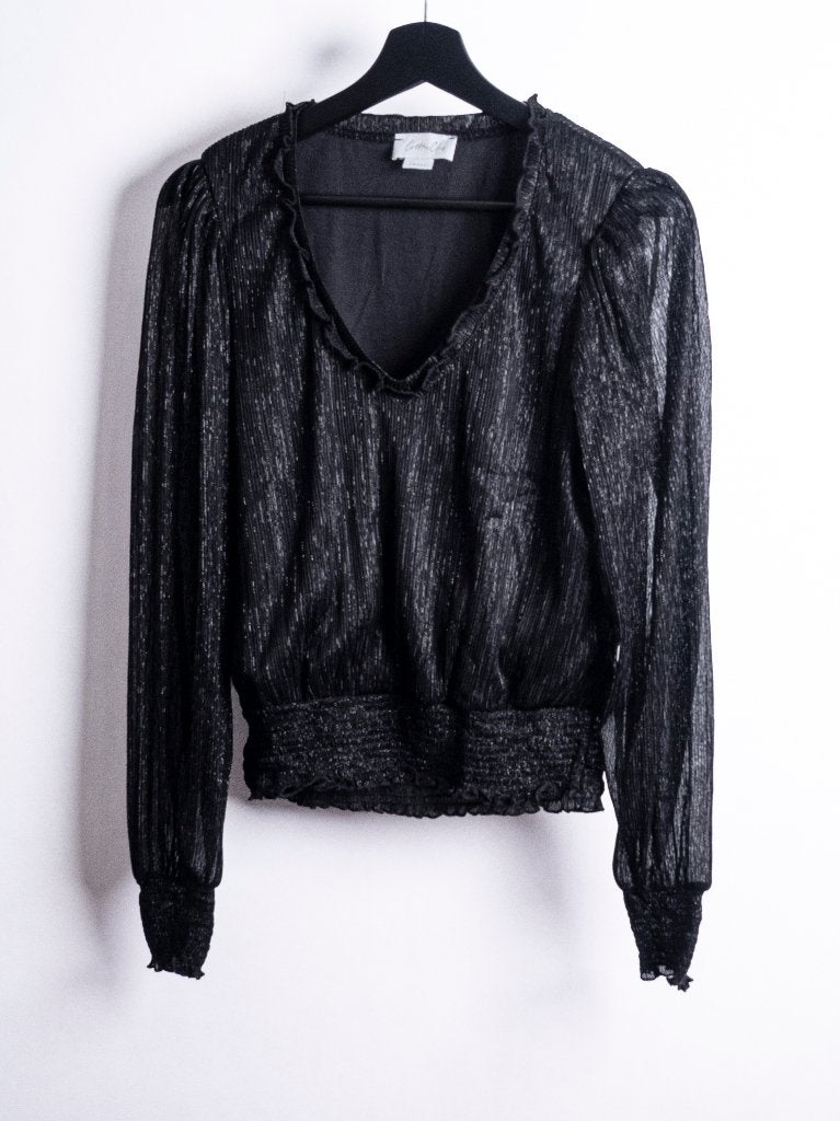 Cotton Club blouse – zwart met glitterdraad – maat S, Zwart, Ophalen of Verzenden, Lange mouw, Maat 36 (S)