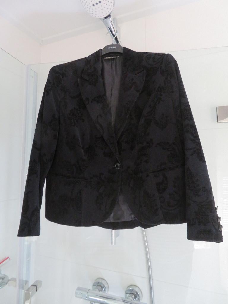Zwart blazer jasje met ingeweven patroon, Ophalen, Promiss, Zwart, Maat 46/48 (XL) of groter