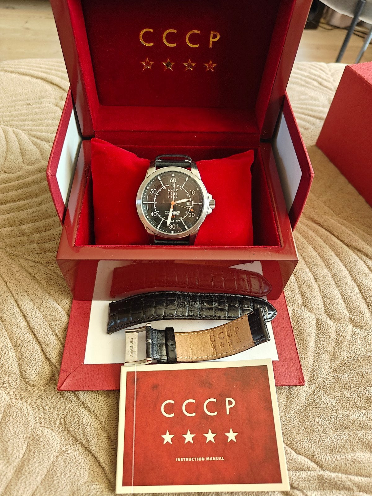 CCCP Yuri Gagarin Limited Edition Polshorloge quartz, Overige merken, Leer, Staal, Polshorloge