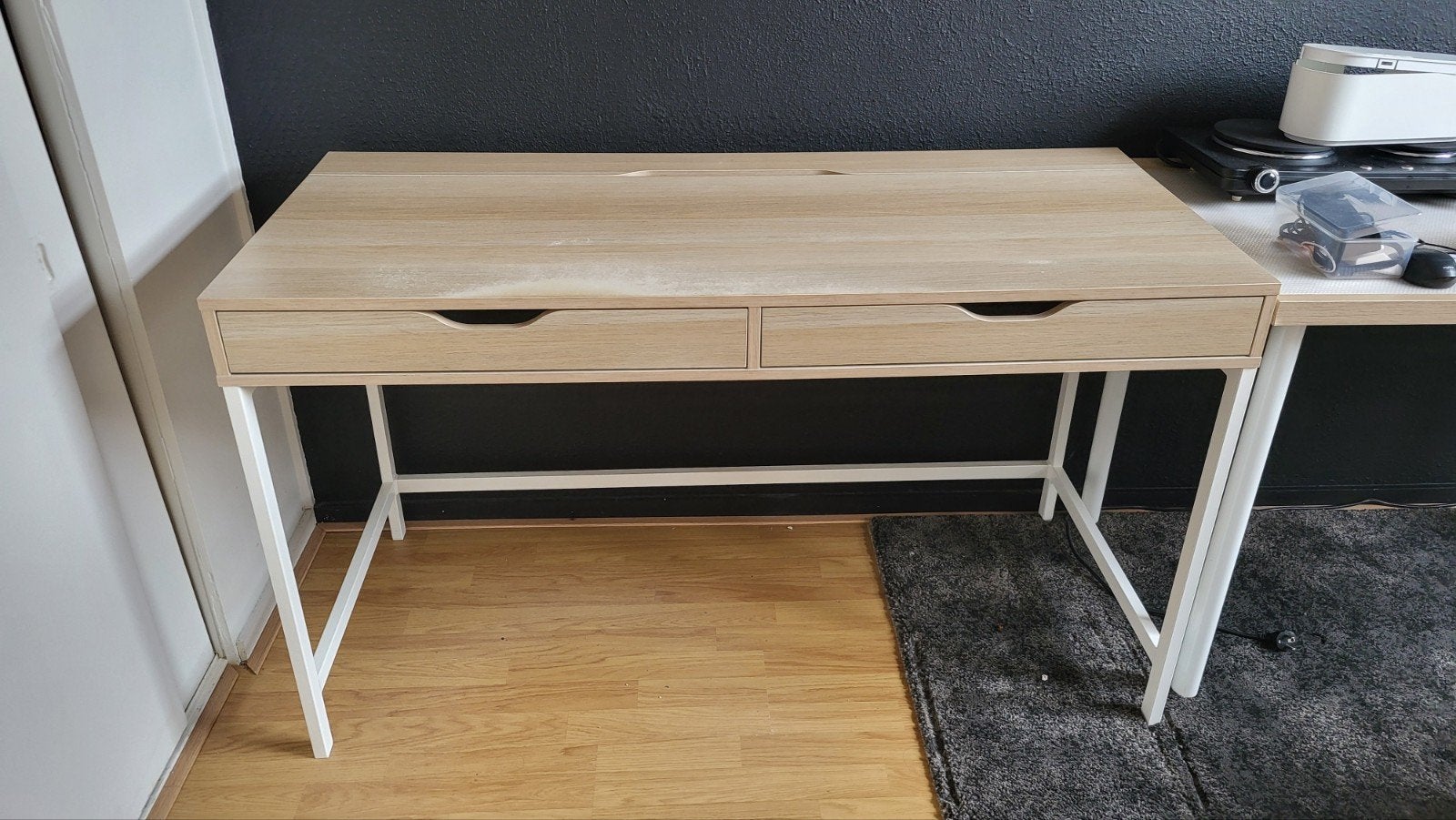 IKEA ALEX bureau - Wit gebeitst eikeneffect - 132x58cm, Ophalen, Opbergruimte, Gebruikt, Spaanplaat of MDF