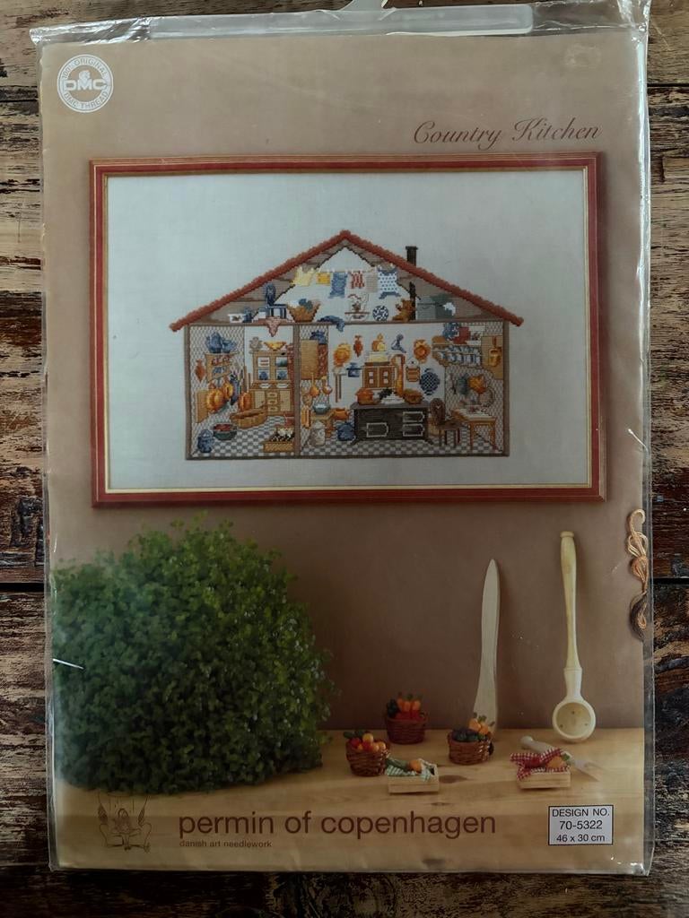 Permin of Copenhagen Borduurpakket - Country Kitchen, Ophalen of Verzenden, Zo goed als nieuw, Handborduren, Borduurpakket