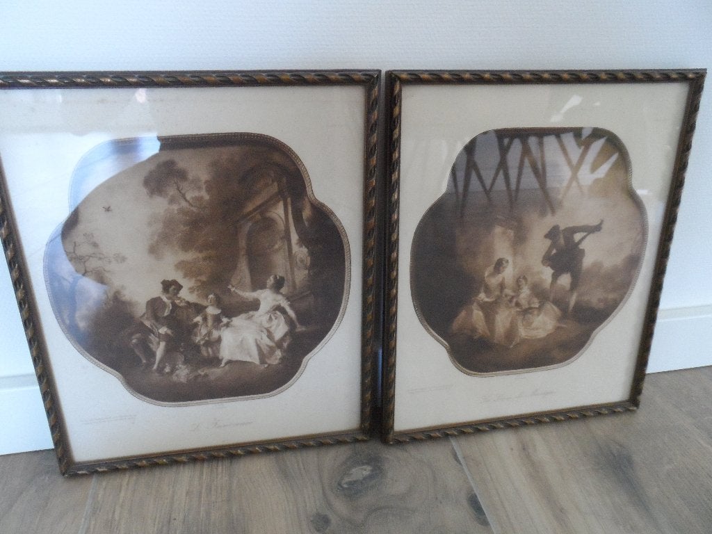 2 Lijsten met prent., Ophalen of Verzenden, Klassiek, Achter glas