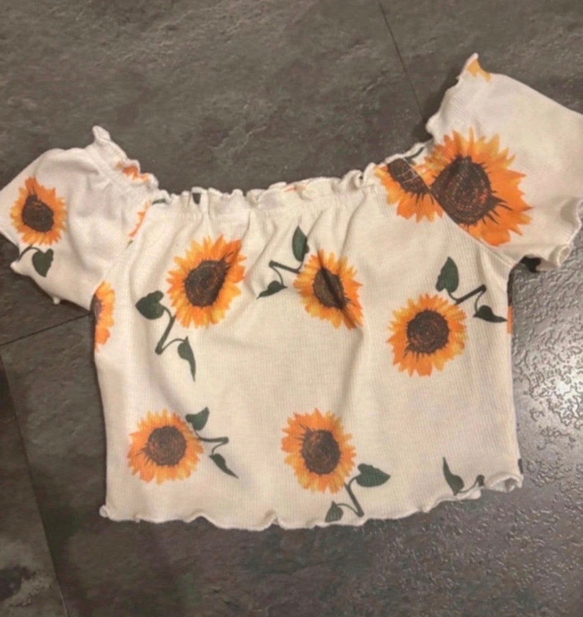 Leuke Shein Teen crop top met zonnebloemen, Ophalen of Verzenden, Gebruikt, Meisje, Shirt of Longsleeve