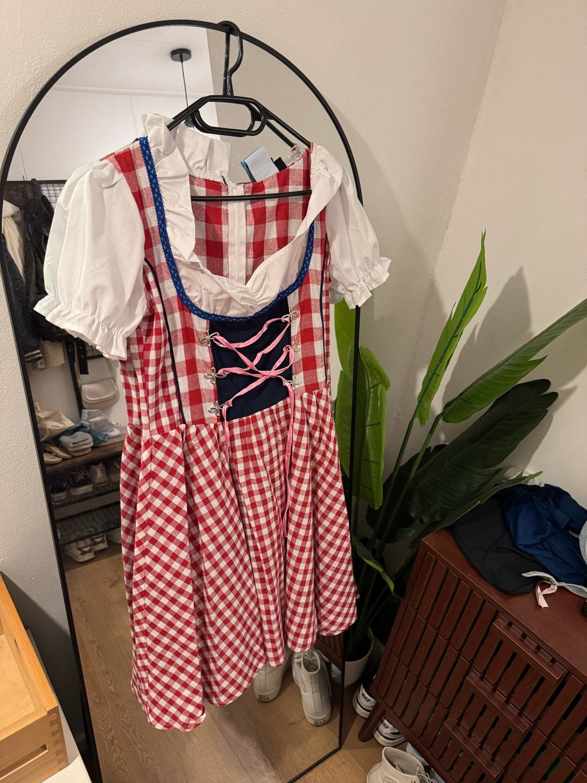 Alpenfeuer Dirndl Jurk Rood Wit Geruit Maat M, Kleding | Dames, Maat 38/40 (M), Nieuw, Ophalen of Verzenden, Knielengte