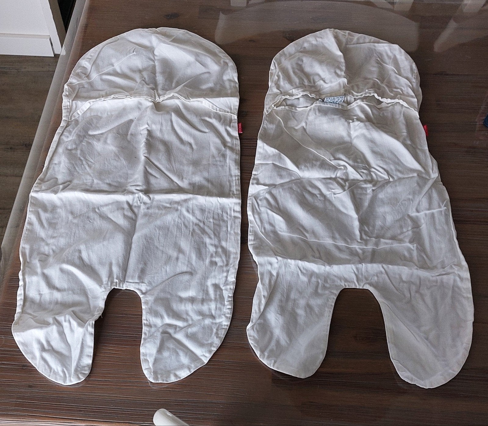 2 zgan witte Stokke hoeslakens, Ophalen of Verzenden, Zo goed als nieuw, Wasbaar, Wit