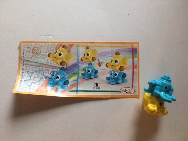 2 kleine stapelfiguurtjes FF 053 Uit ferrero surprise eieren, Verzamelen, Verrassingseieren, Ophalen of Verzenden, Zo goed als nieuw